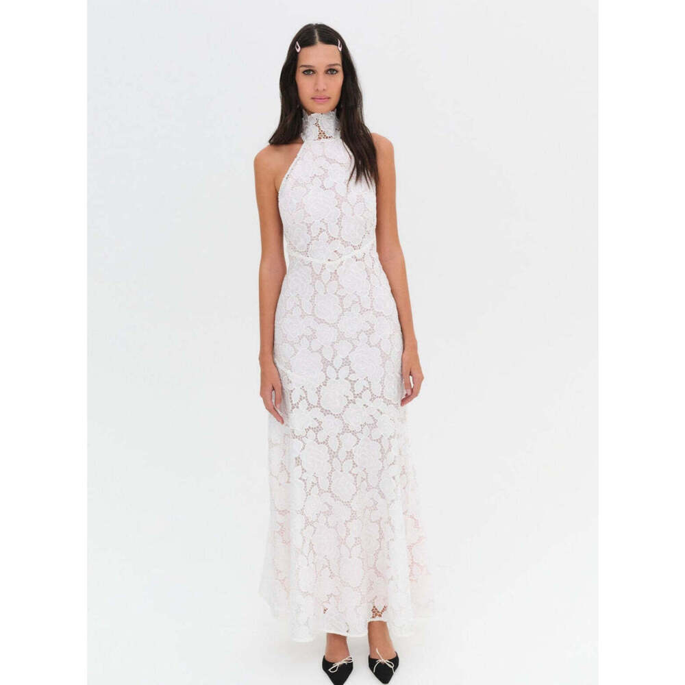 For Love & Lemons Astoria Lace Maxi Dress Size MM / White